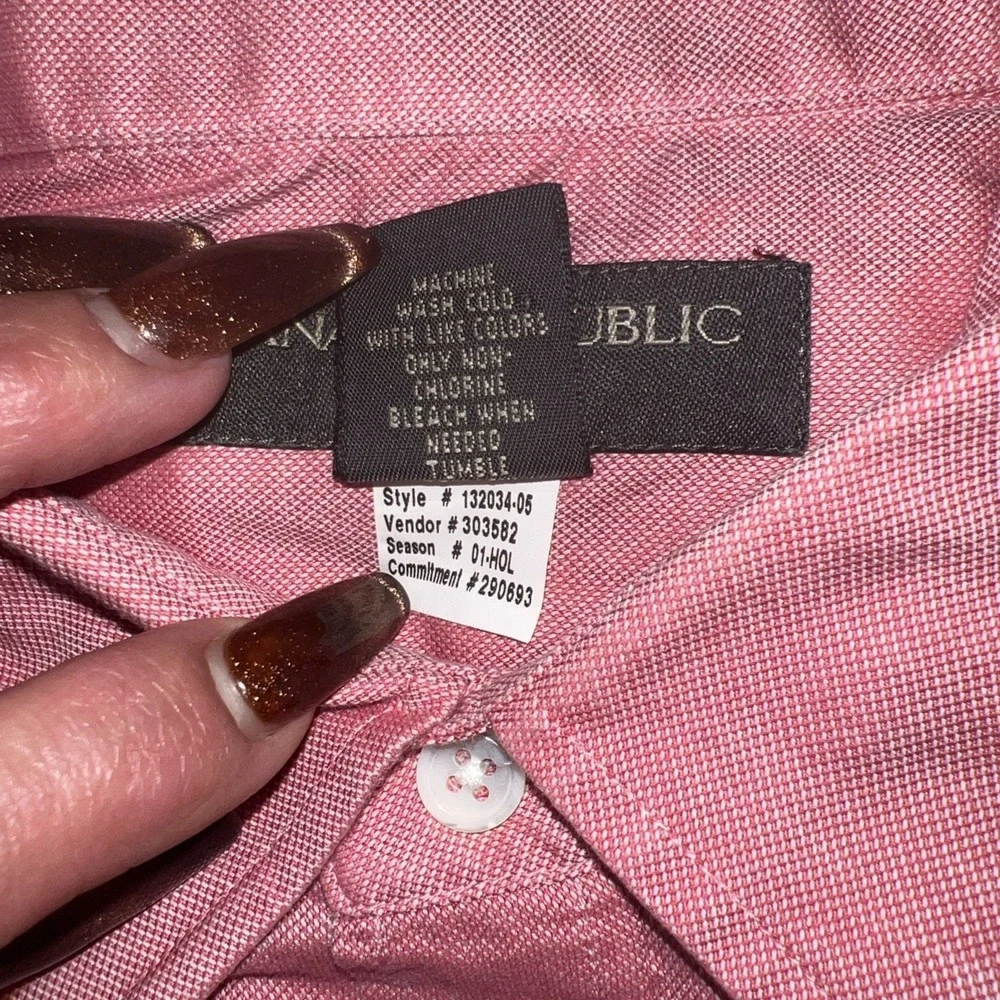 Banana Republic Shirt Men large relaxed Salmon Pink Button Down Preppy 95‎